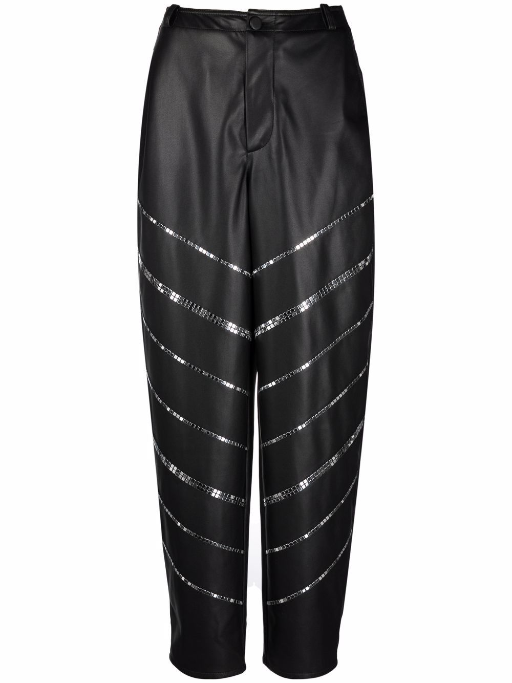 Stud-embellished tapered trousers - Black