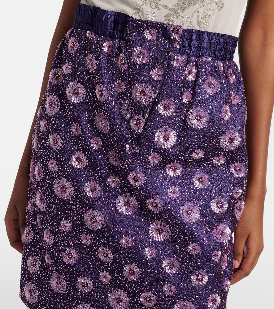 Floral sequined pencil skirt