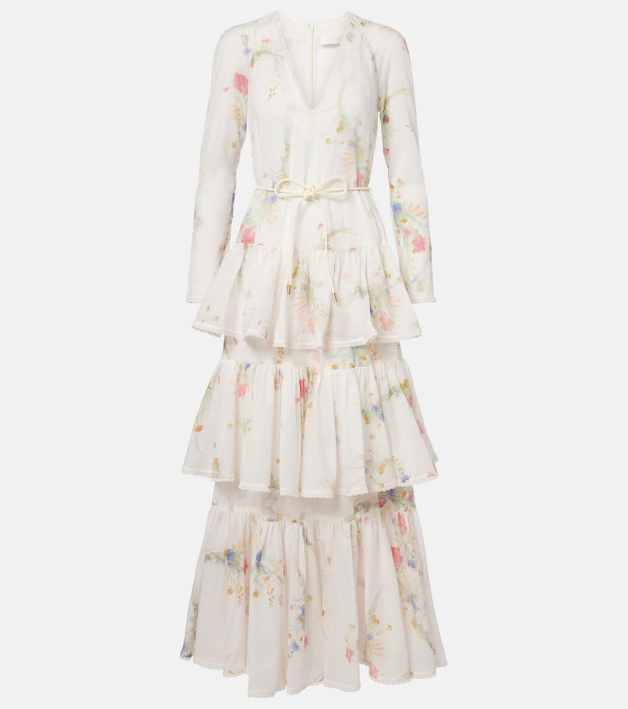 Lucky floral tiered cotton maxi dress