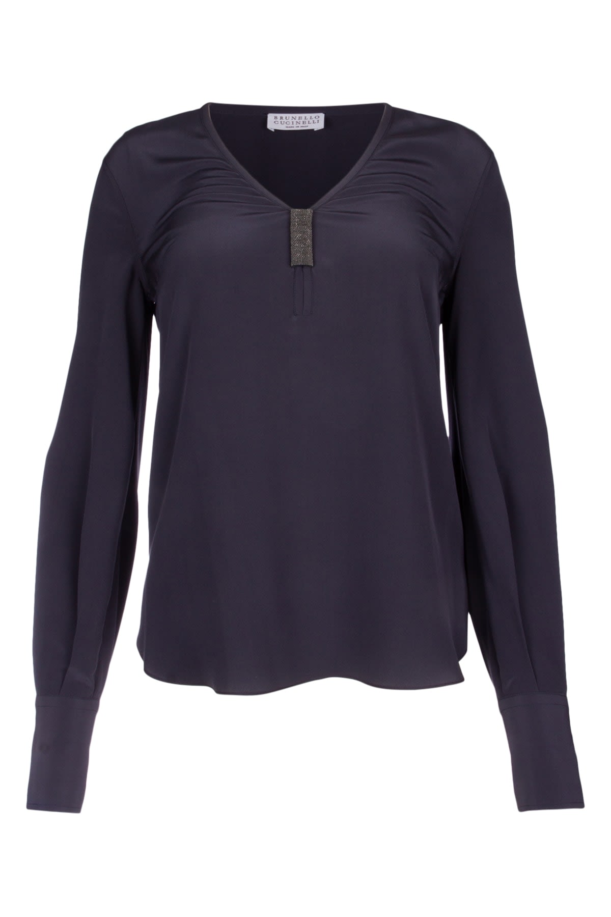 Bead-detail silk blouse - Blue