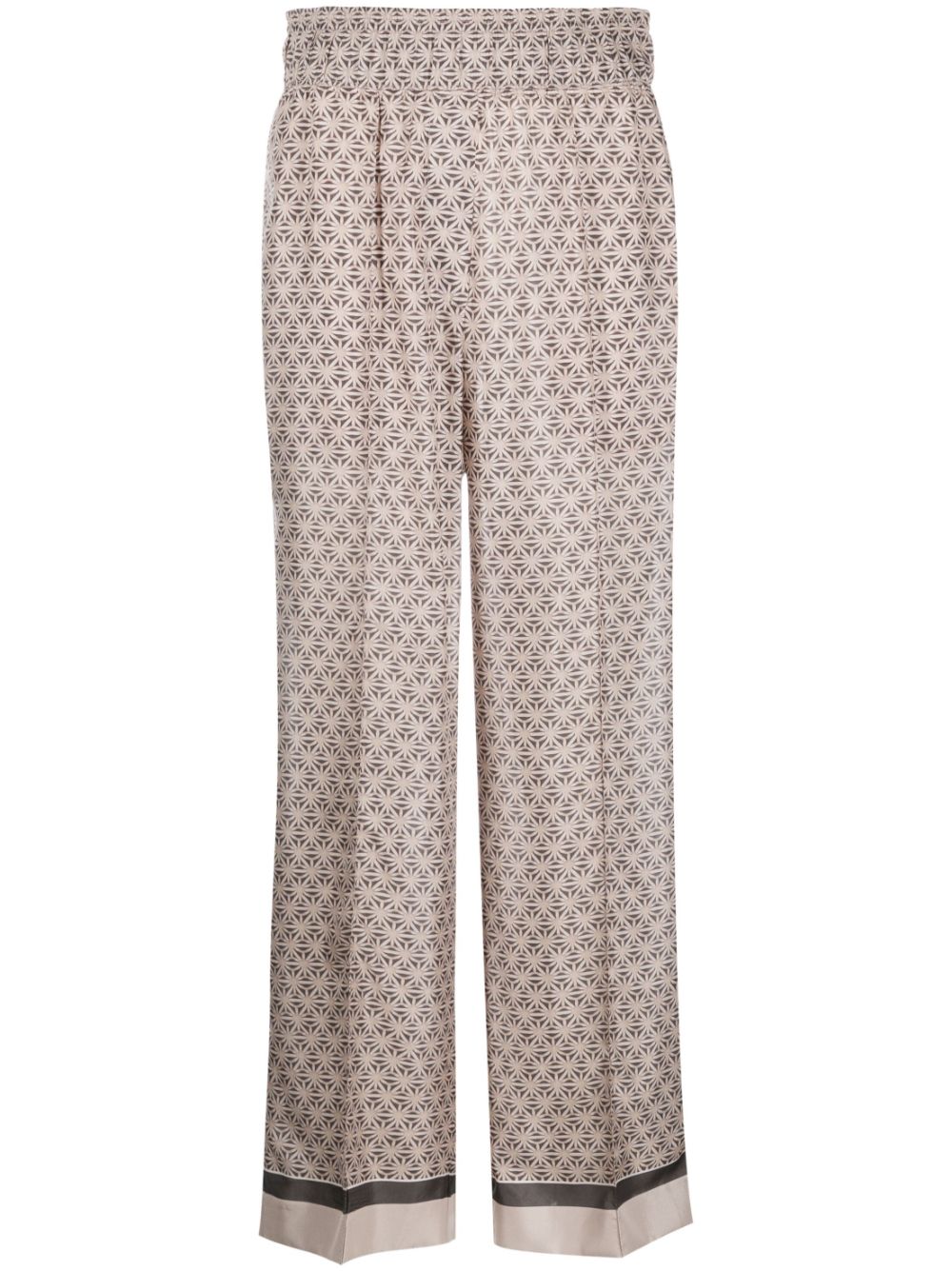 Printed cropped wide-leg trousers - Neutrals