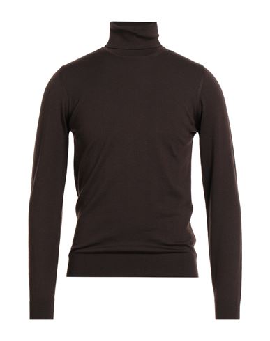 Man Turtleneck Dark brown Size 38 Merino Wool