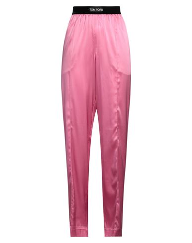 Woman Pants Pink Size L Silk, Elastane