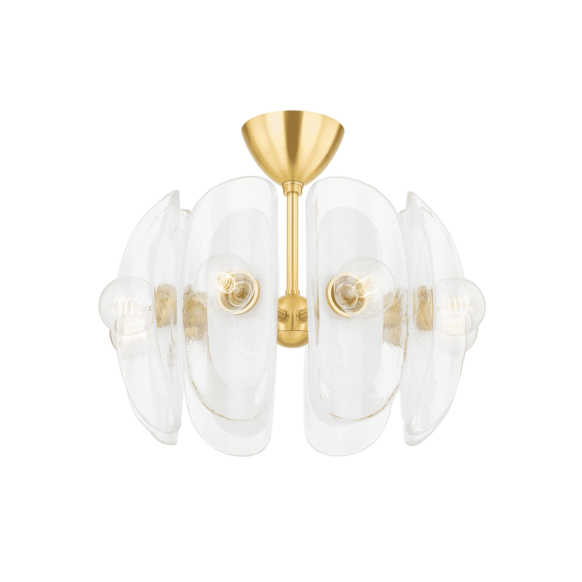 Aged Brass Eight Light Semi Flush Mount from the Hilo Collection