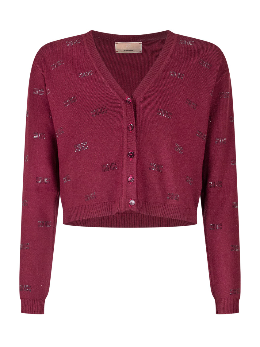 Kids Red Embellished Cardigan
