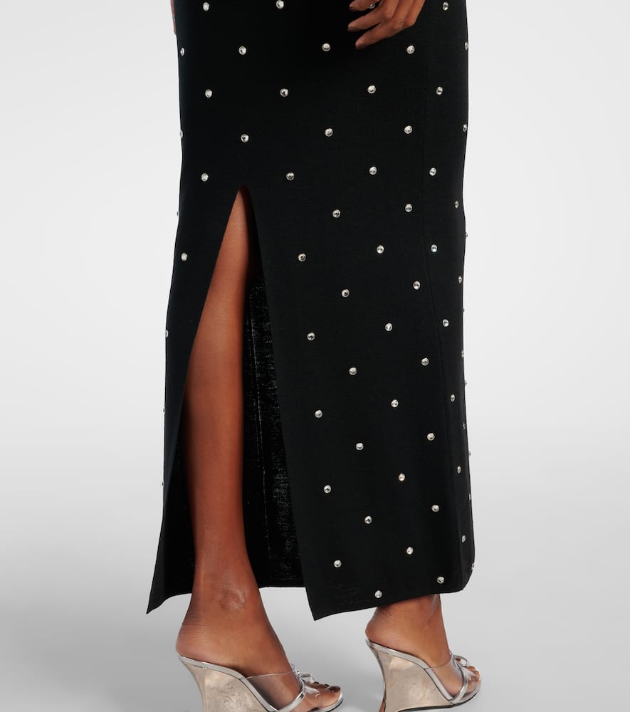 Crystal-embellished virgin wool midi dress