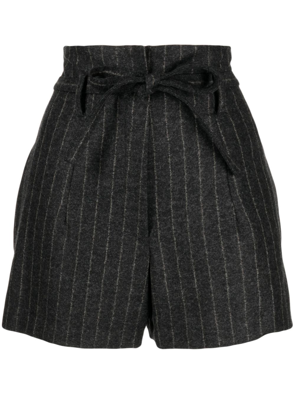 Stripe-pattern high-waist shorts - Grey