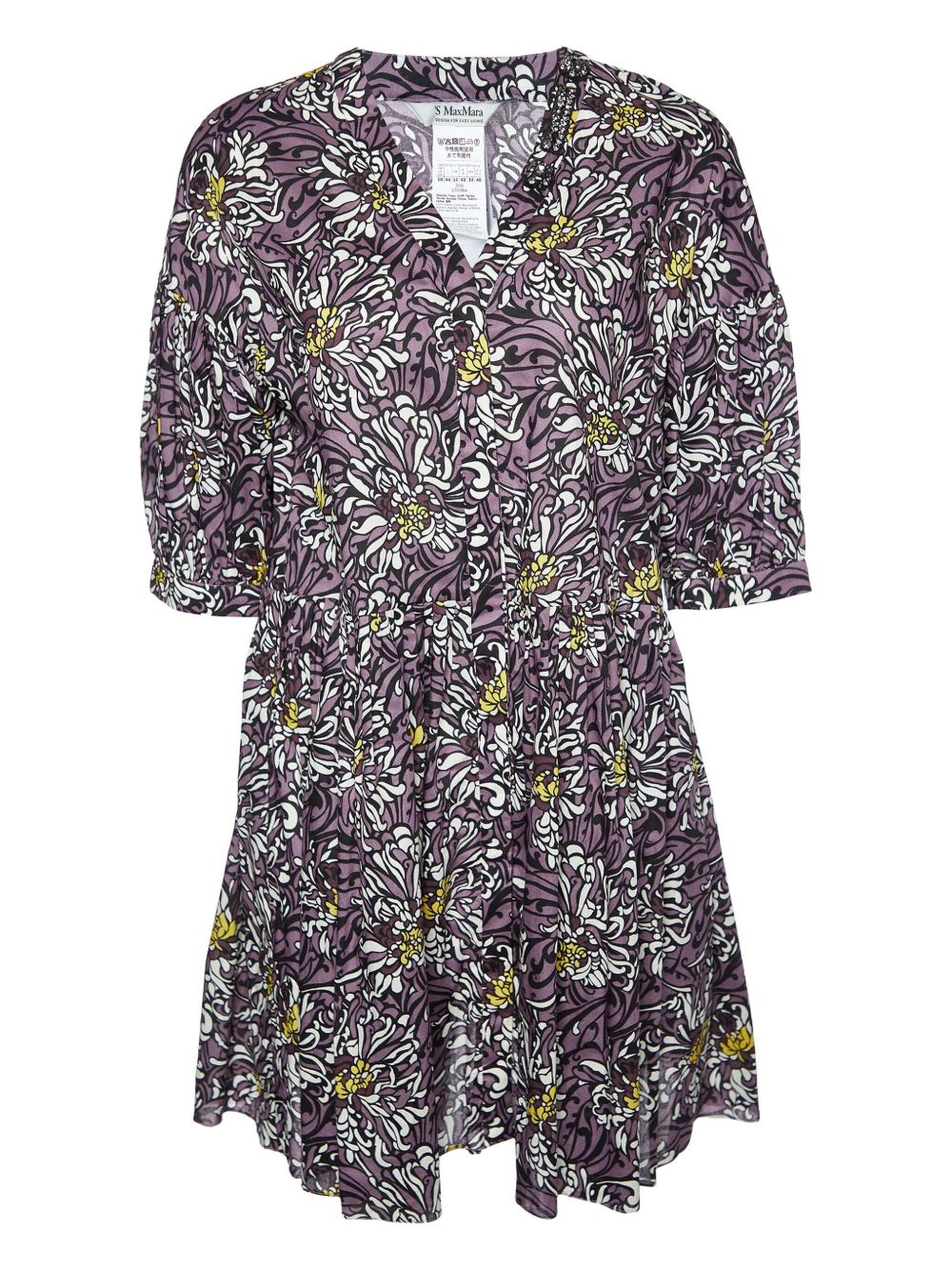 Floral print button-up dress - Purple
