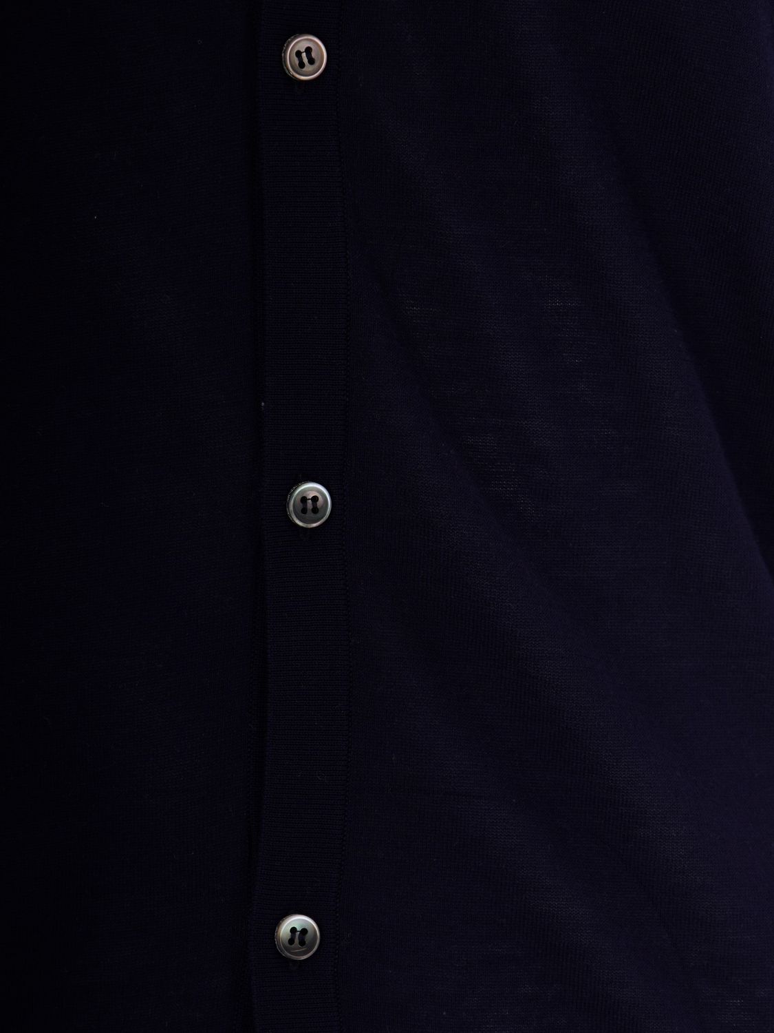 Fine-knit polo cardigan - White