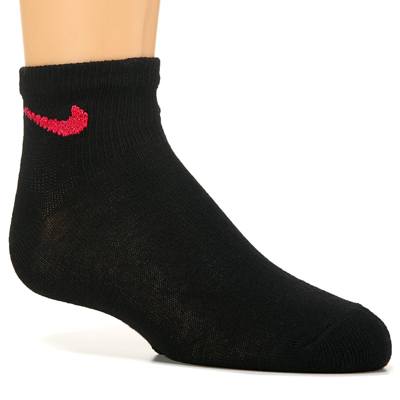 Kids' 6 Pack Youth X-Small Ankle Socks (Pink Pow/White/Black)