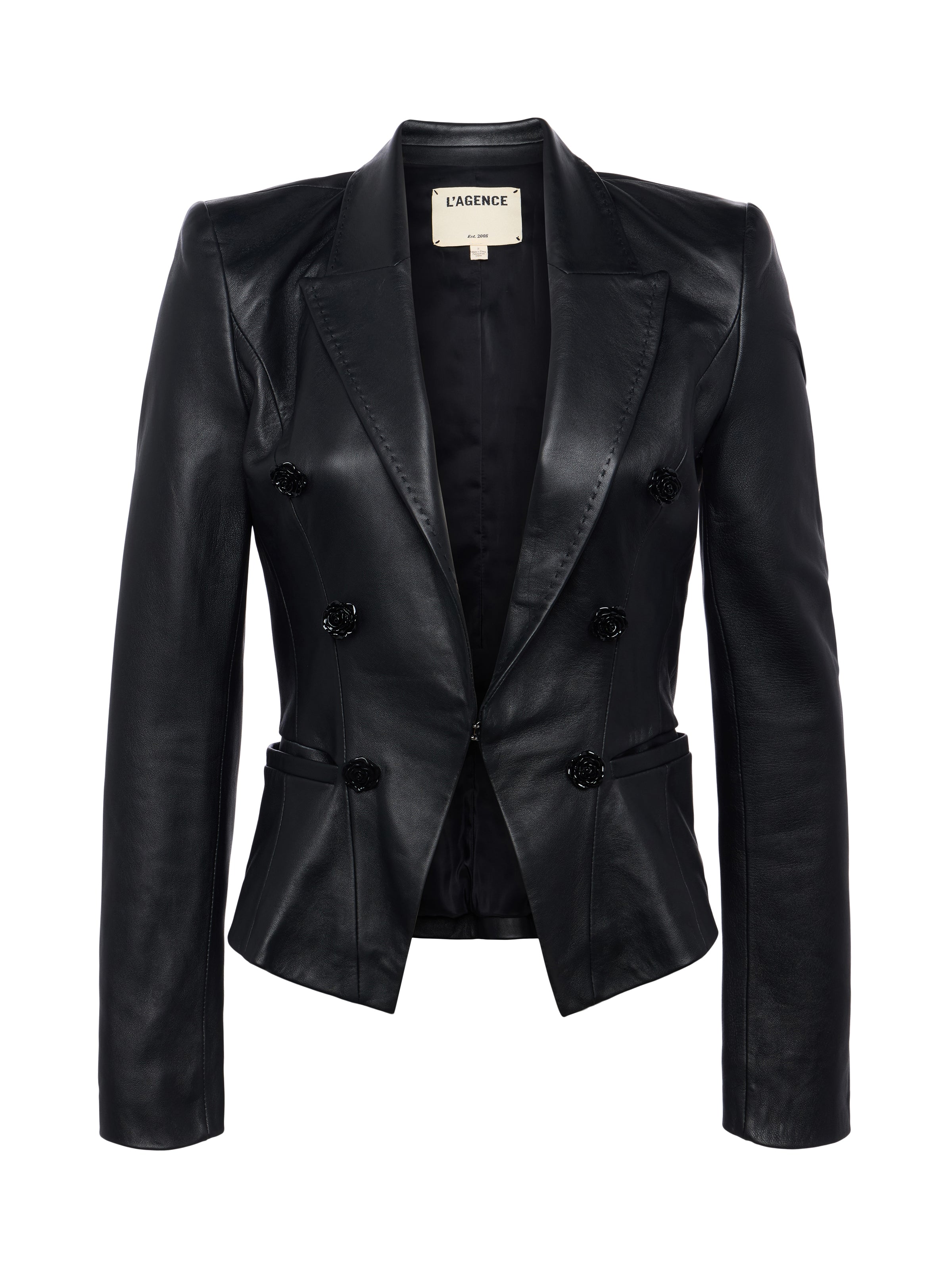 Andalusia Leather Blazer In Black
