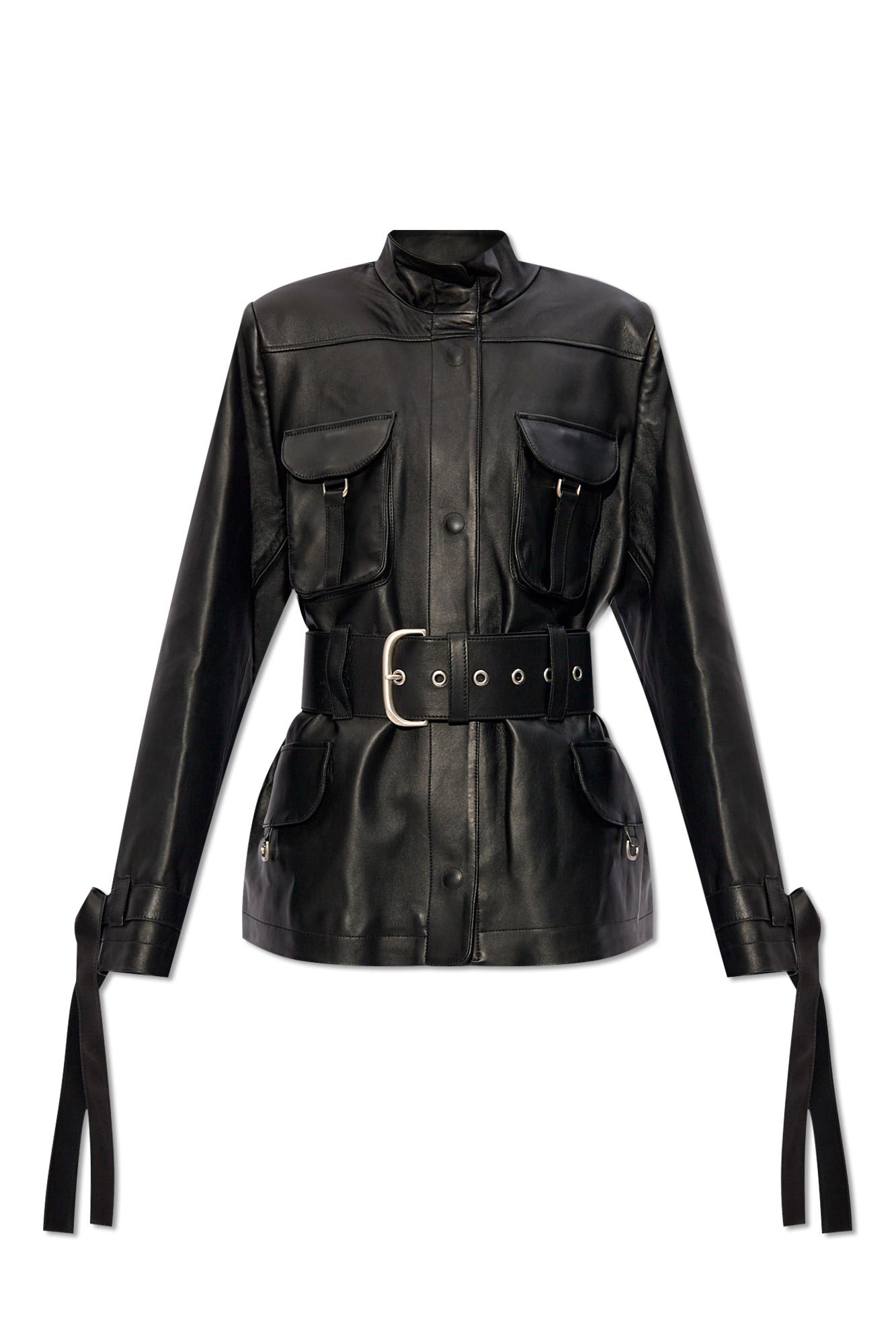 Co Cargo belted leather jacket - Black