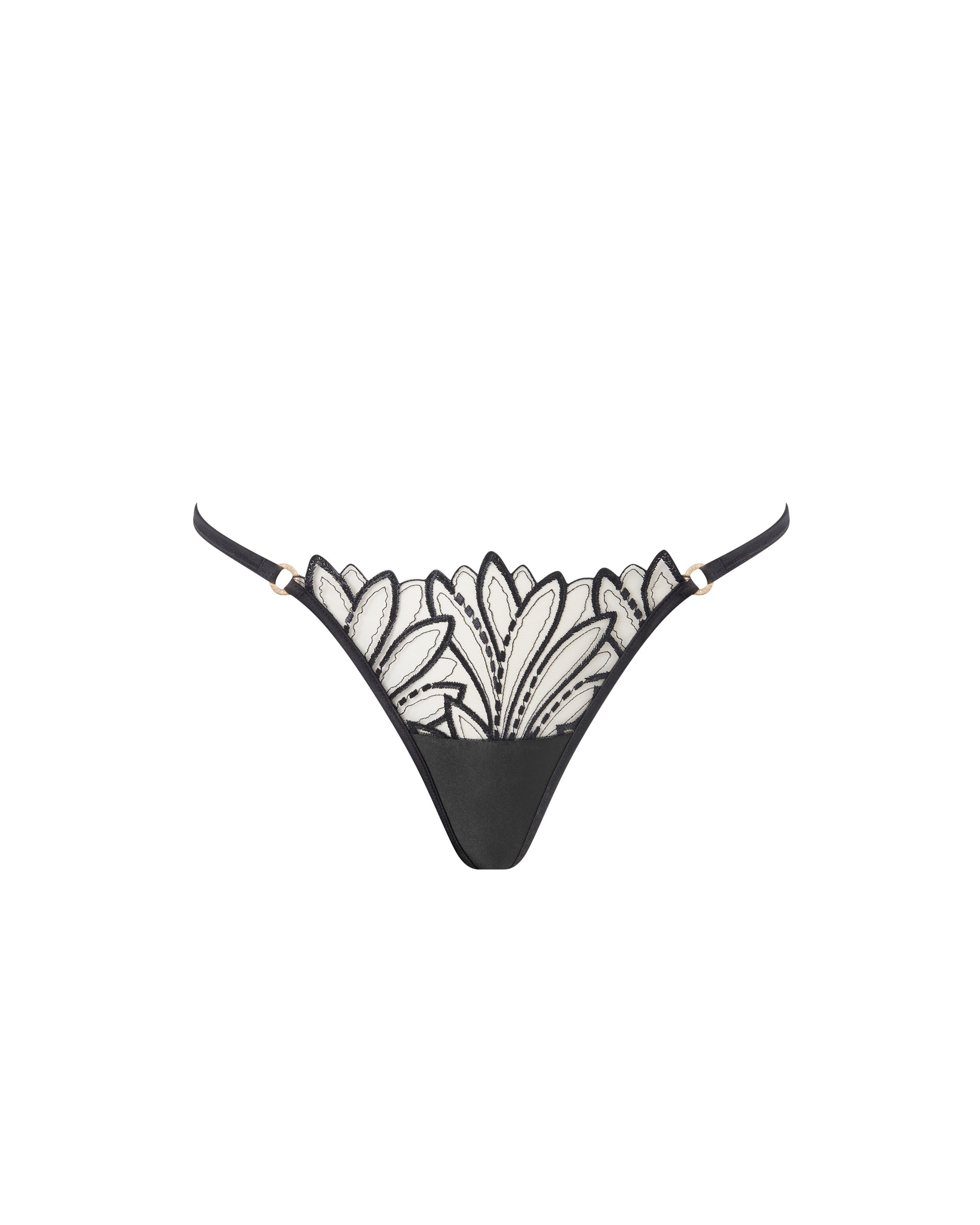 Bluebella Pavlina Floral Embroidered Thong Black
