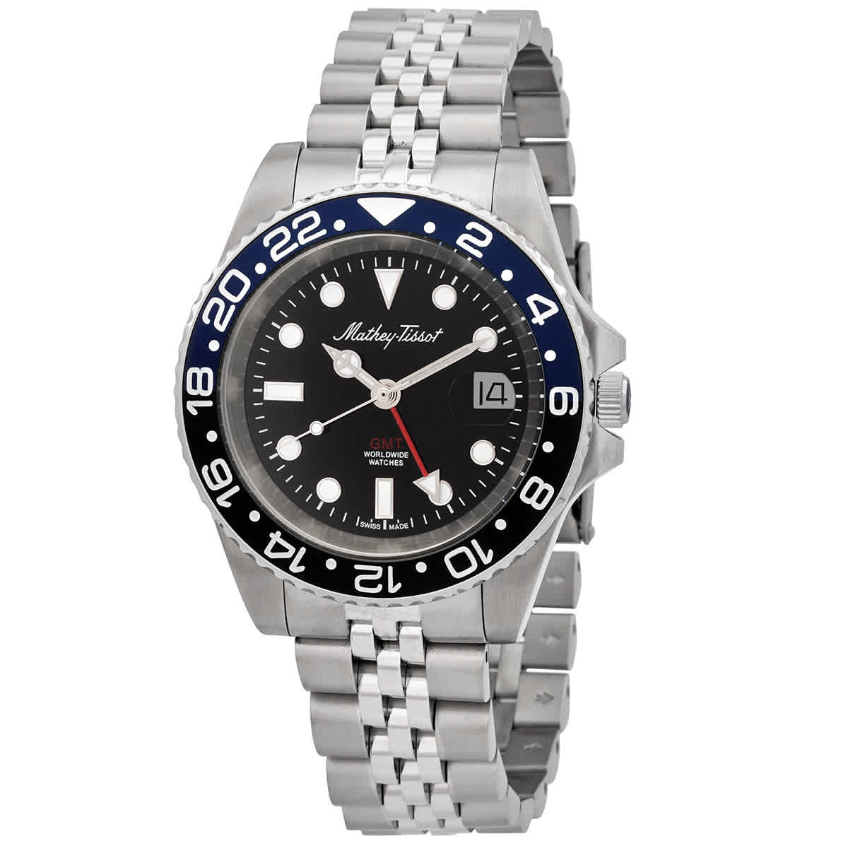 Mathy Vintage GMT Black Dial Batman Bezel Mens Watch H903ANB