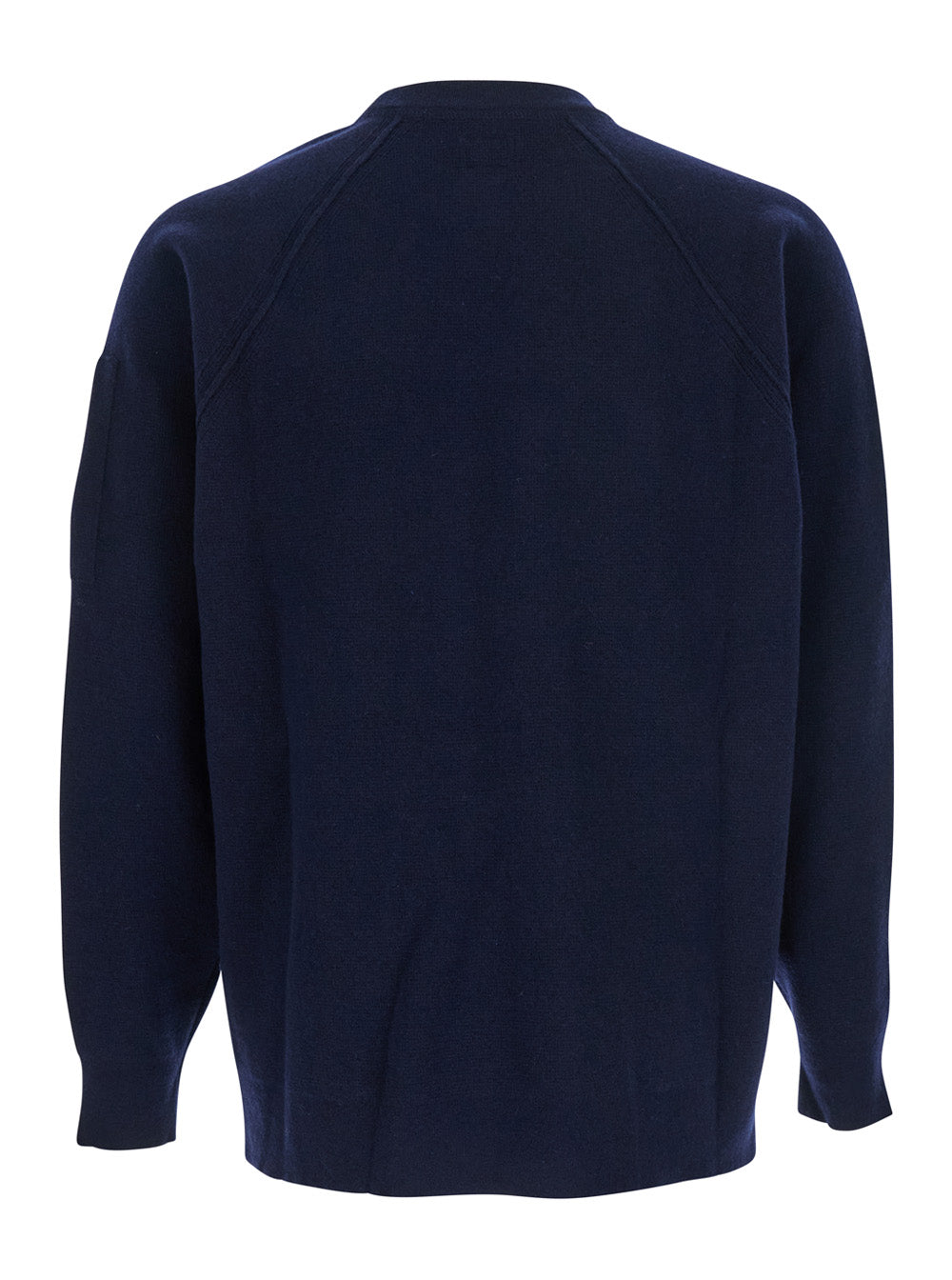 Wool-Blend Crew Neck with Compass Logo Sweater — Blue