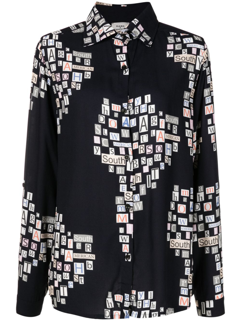Graphic-print long-sleeve shirt - Black