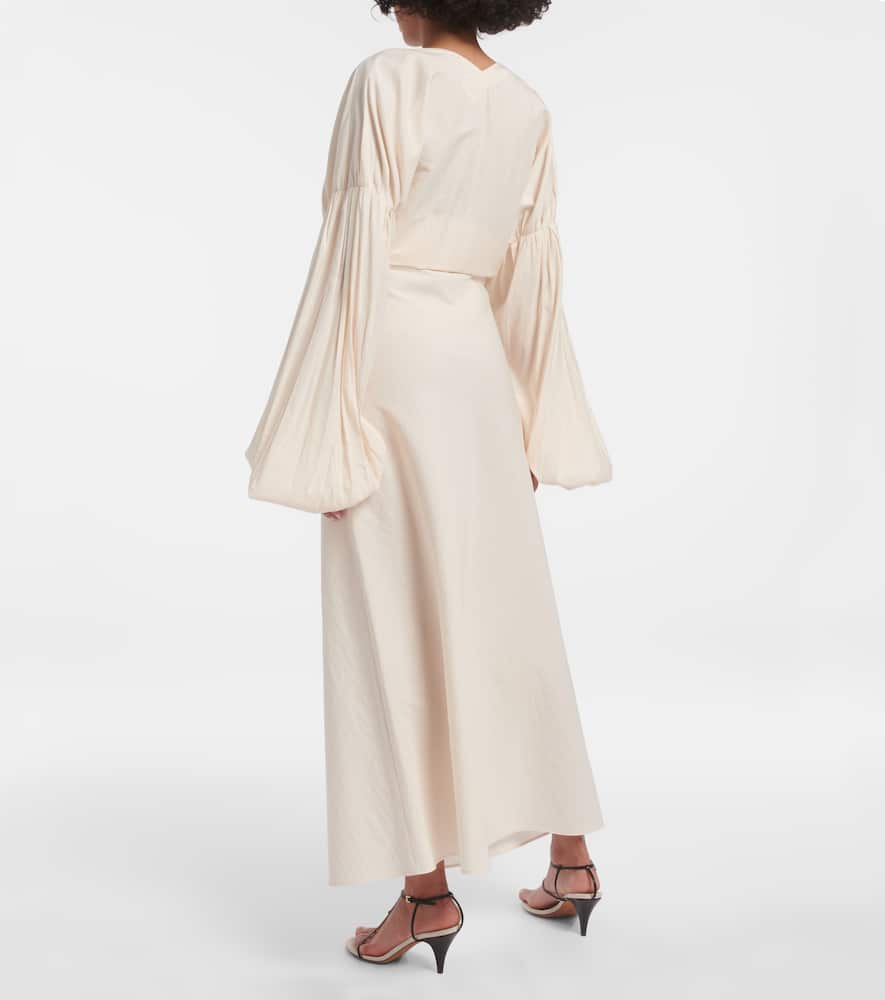 Mauva silk and cotton maxi skirt