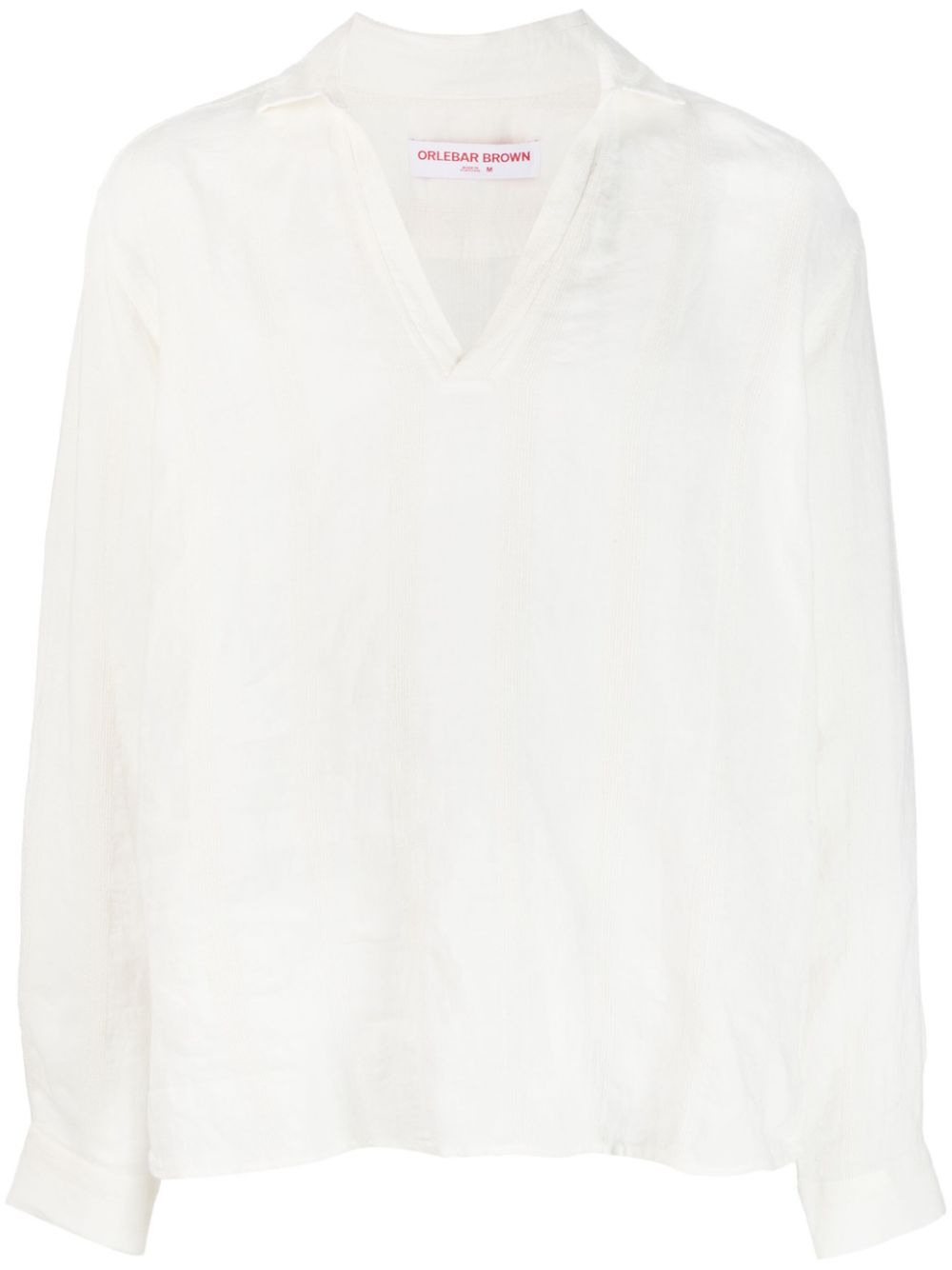 Long-sleeved v-neck shirt - WHITE SAND