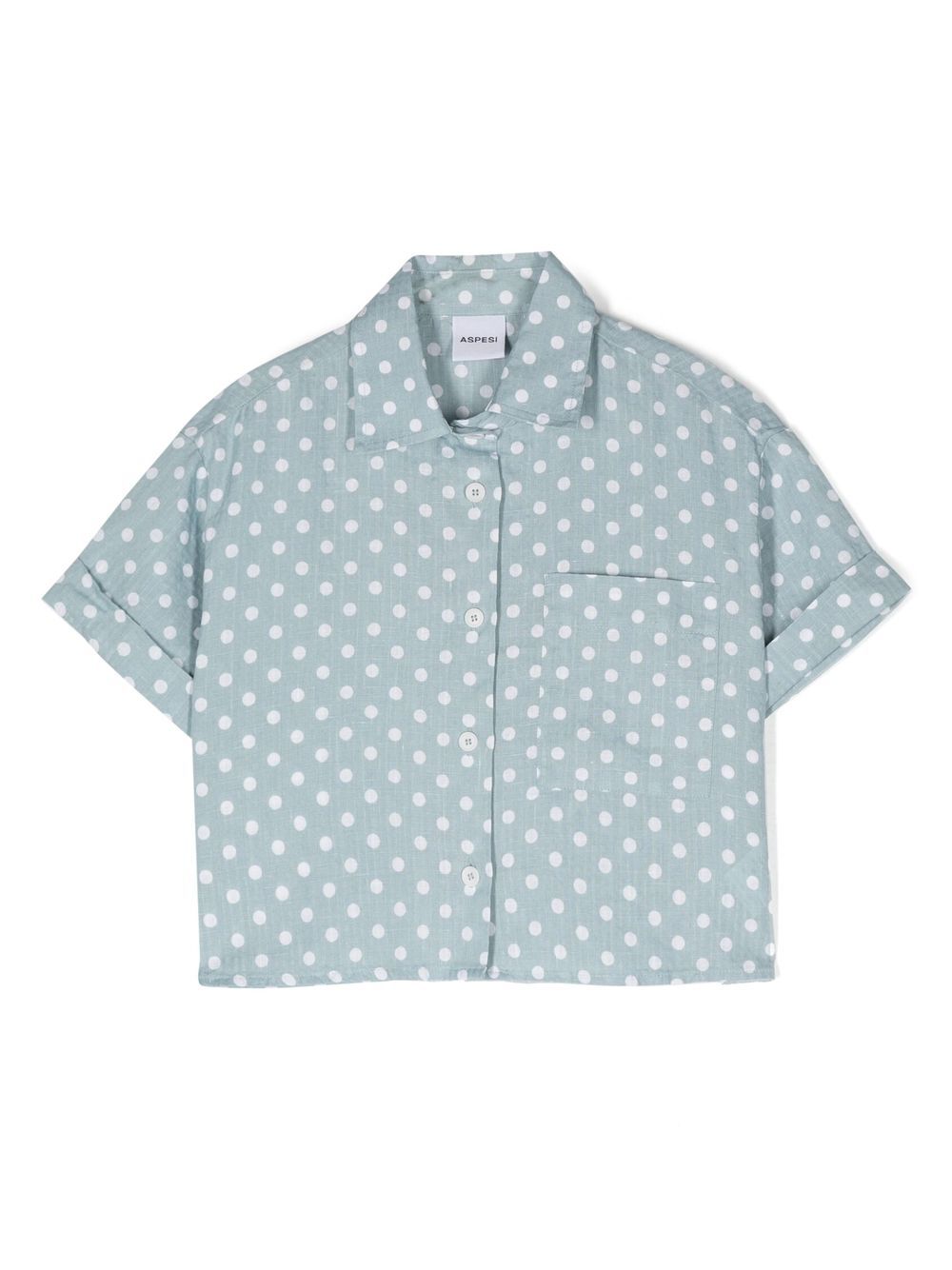 Polka dot-print cropped shirt - Green