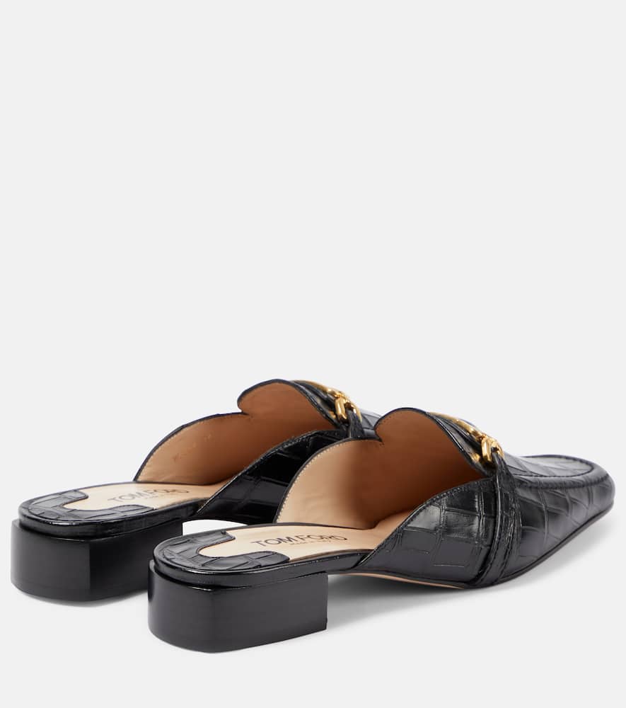Whitney croc-effect leather slippers