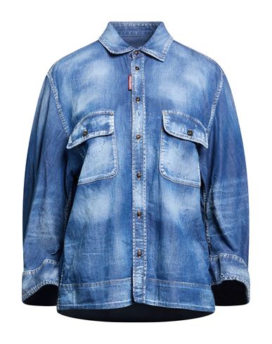 Woman Denim shirt Blue Size 2 Cotton, Elastane
