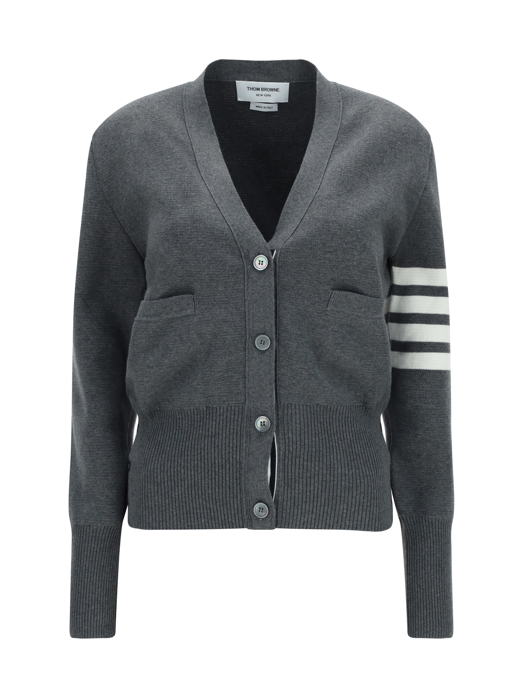 4-Bar crepe V-neck cardigan