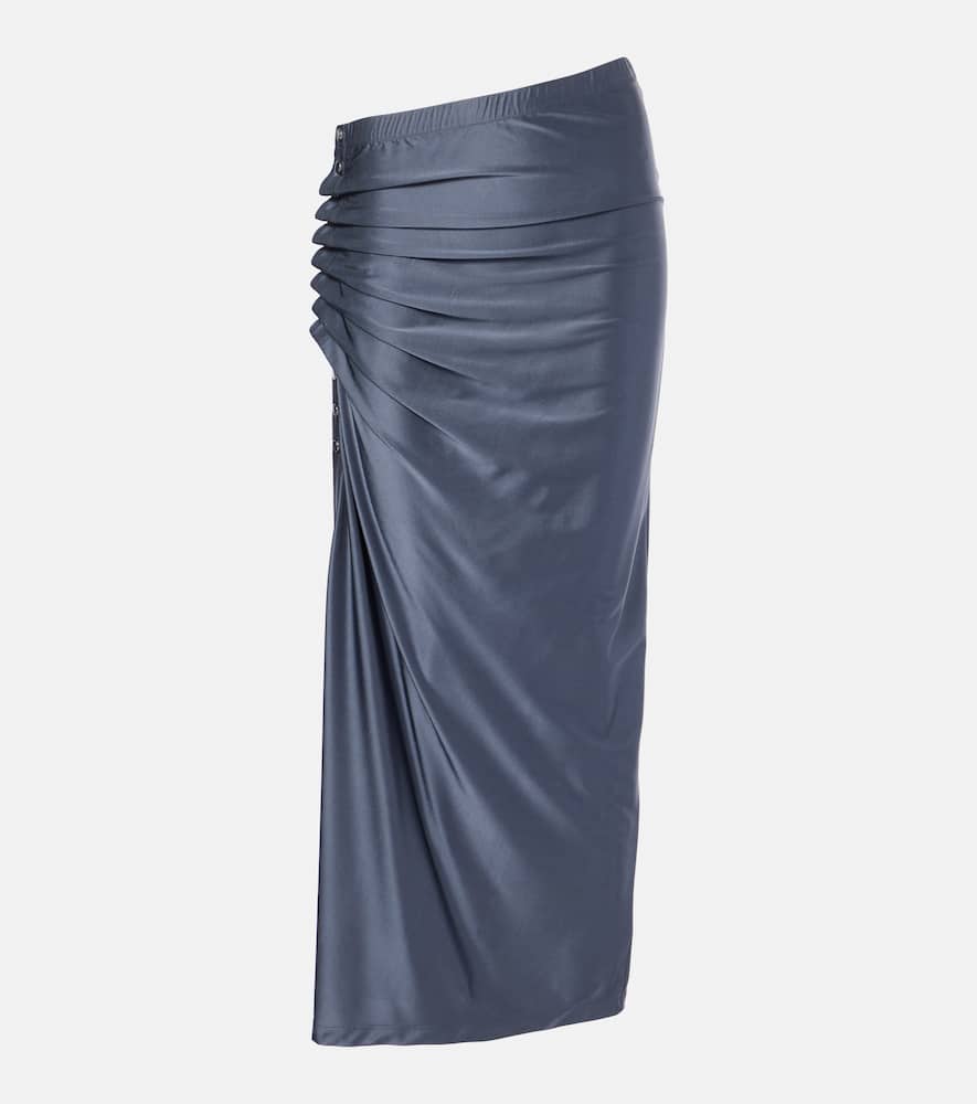 Gathered jersey midi skirt