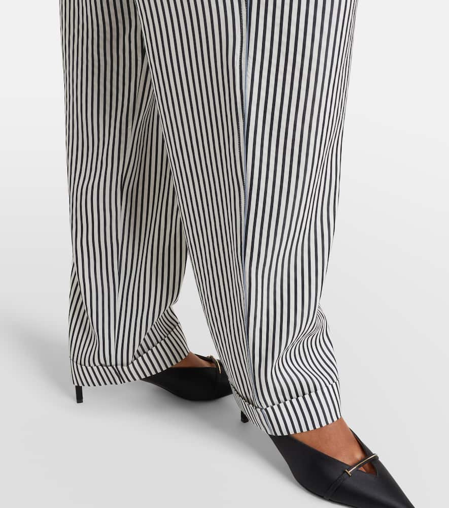 Striped silk straight pants