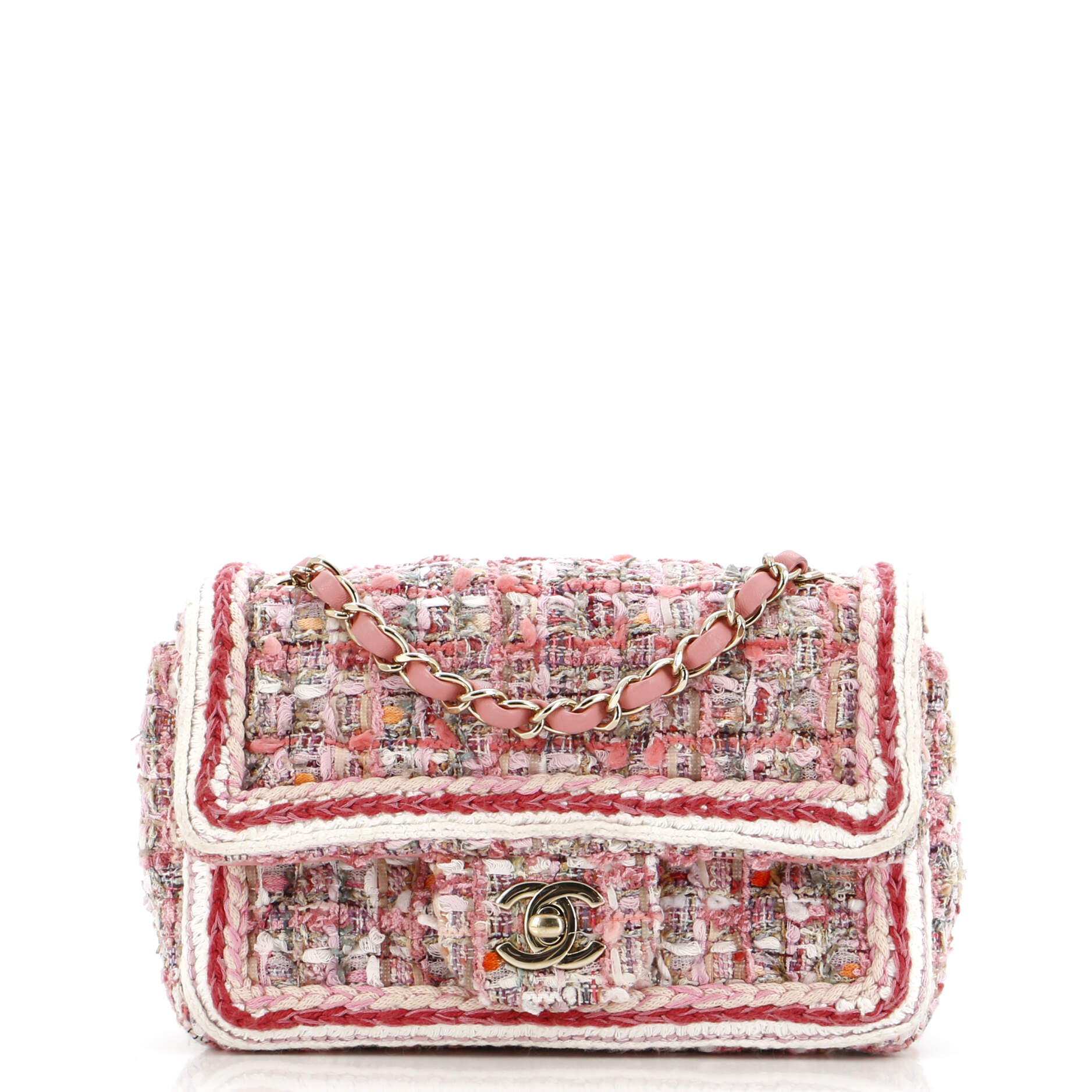 Classic Single Flap Bag Braided Quilted Tweed Mini