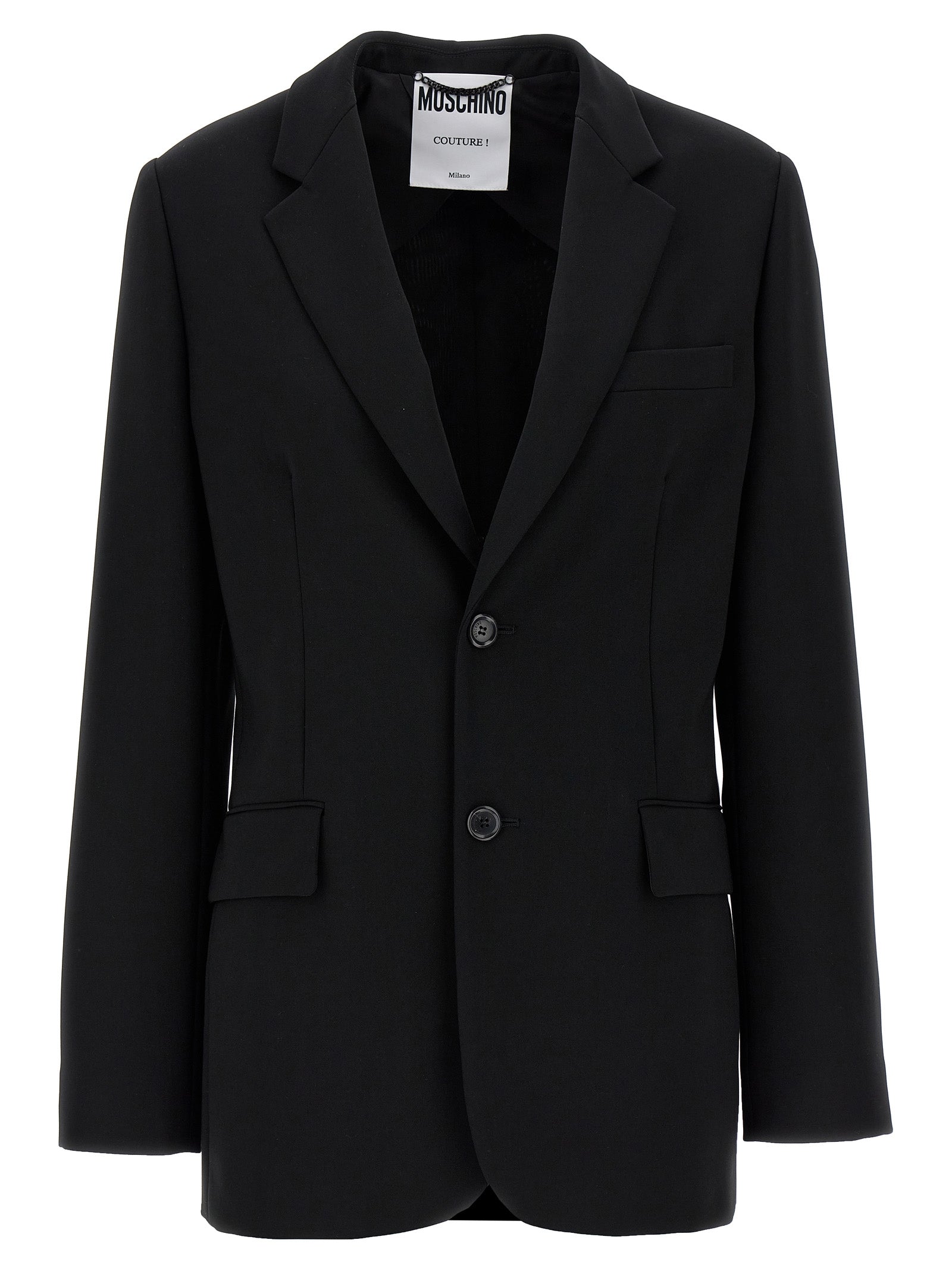 Single-Breasted Wool Blazer — Black