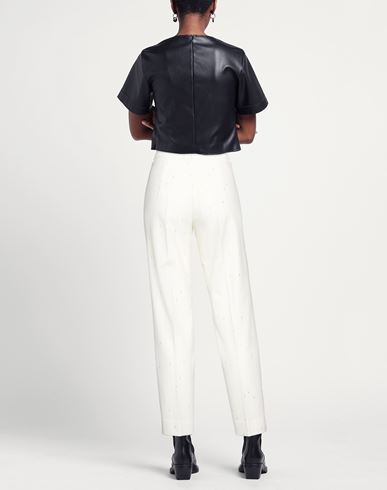 Woman Pants White Size 10 Polyester, Virgin Wool, Elastane