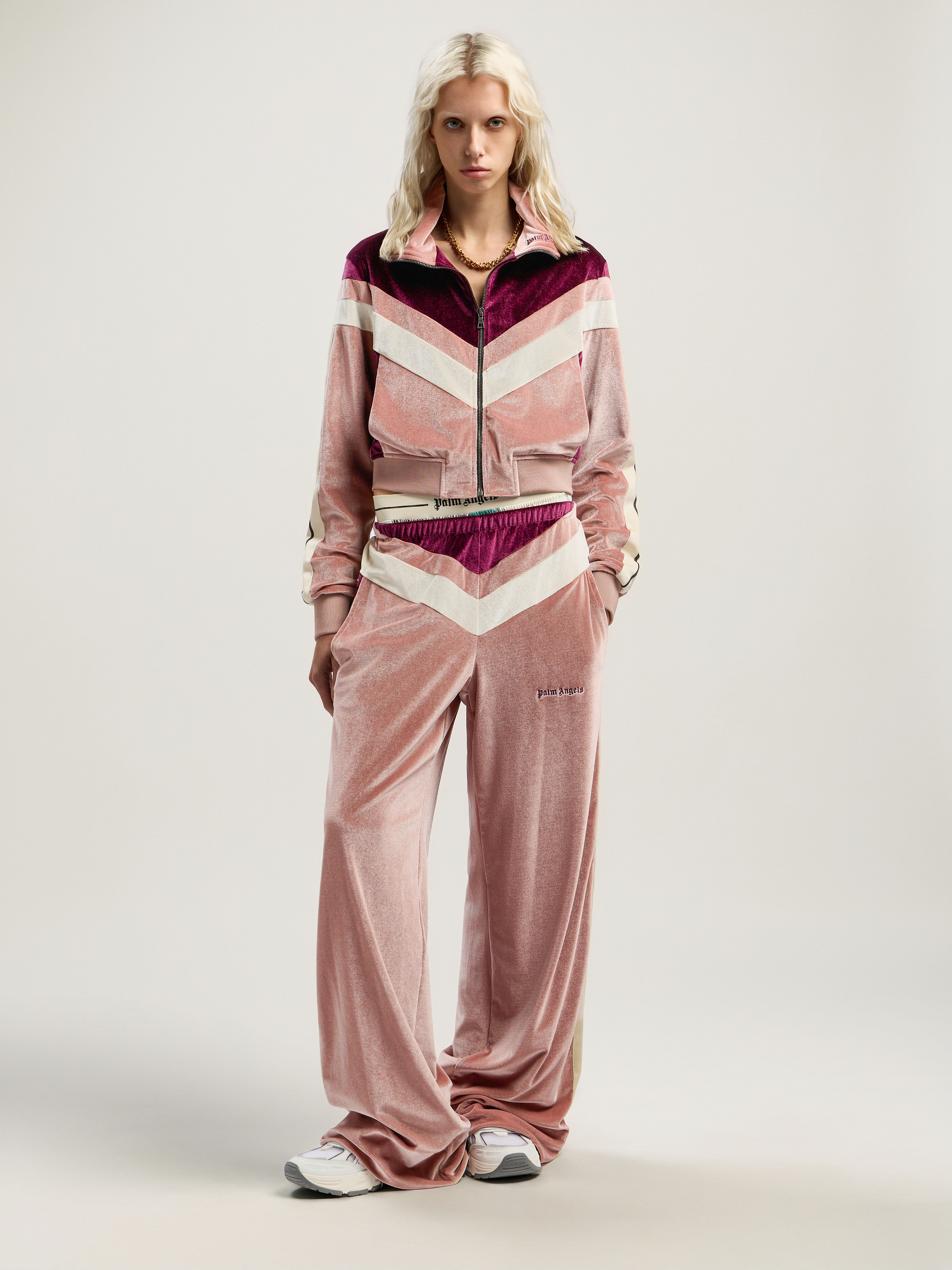 Colorblock Chenille Track Pants Woman  Soft Pink