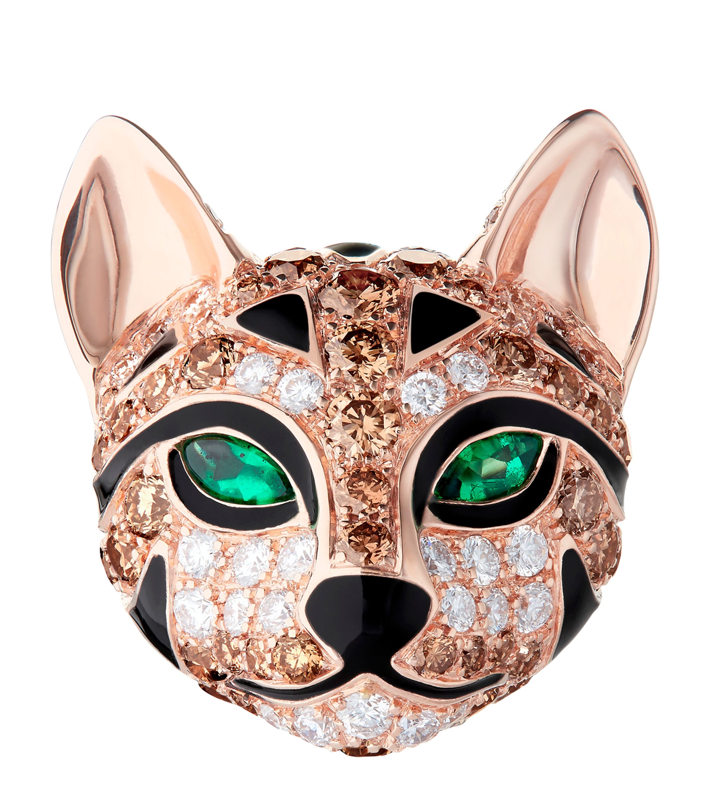 Rose Gold, Diamond and Emerald Animaux de Coll Earrings