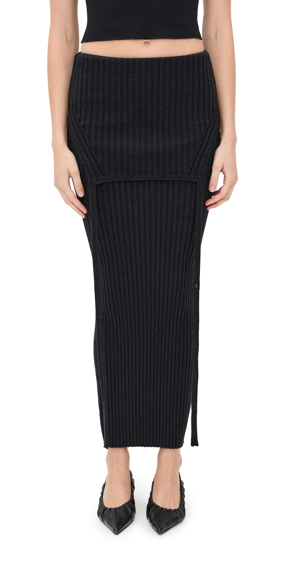 Flipped Skirt Charcoal Melange