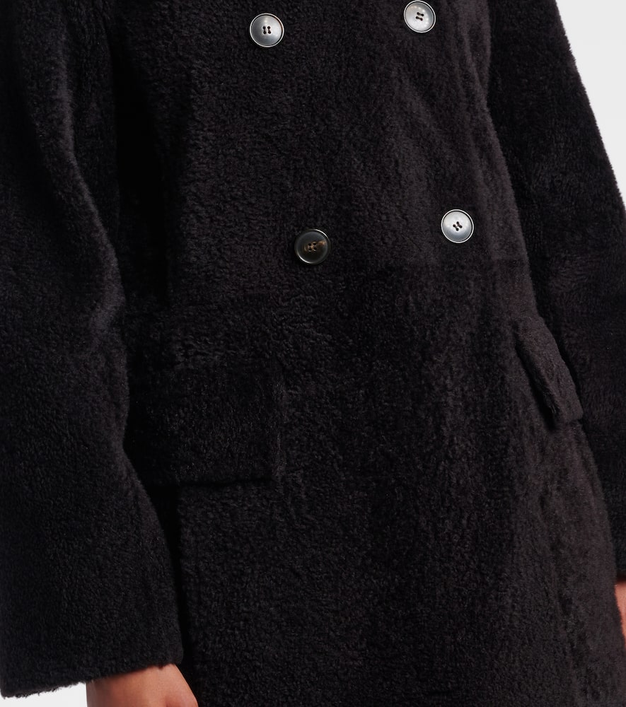 Double-breasted shearling coat