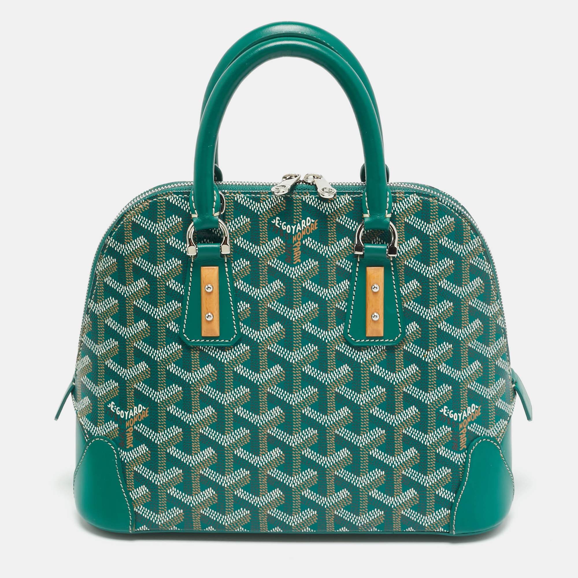 Vendome Mini Greeen ine Coated Canvas And Leather Satchel