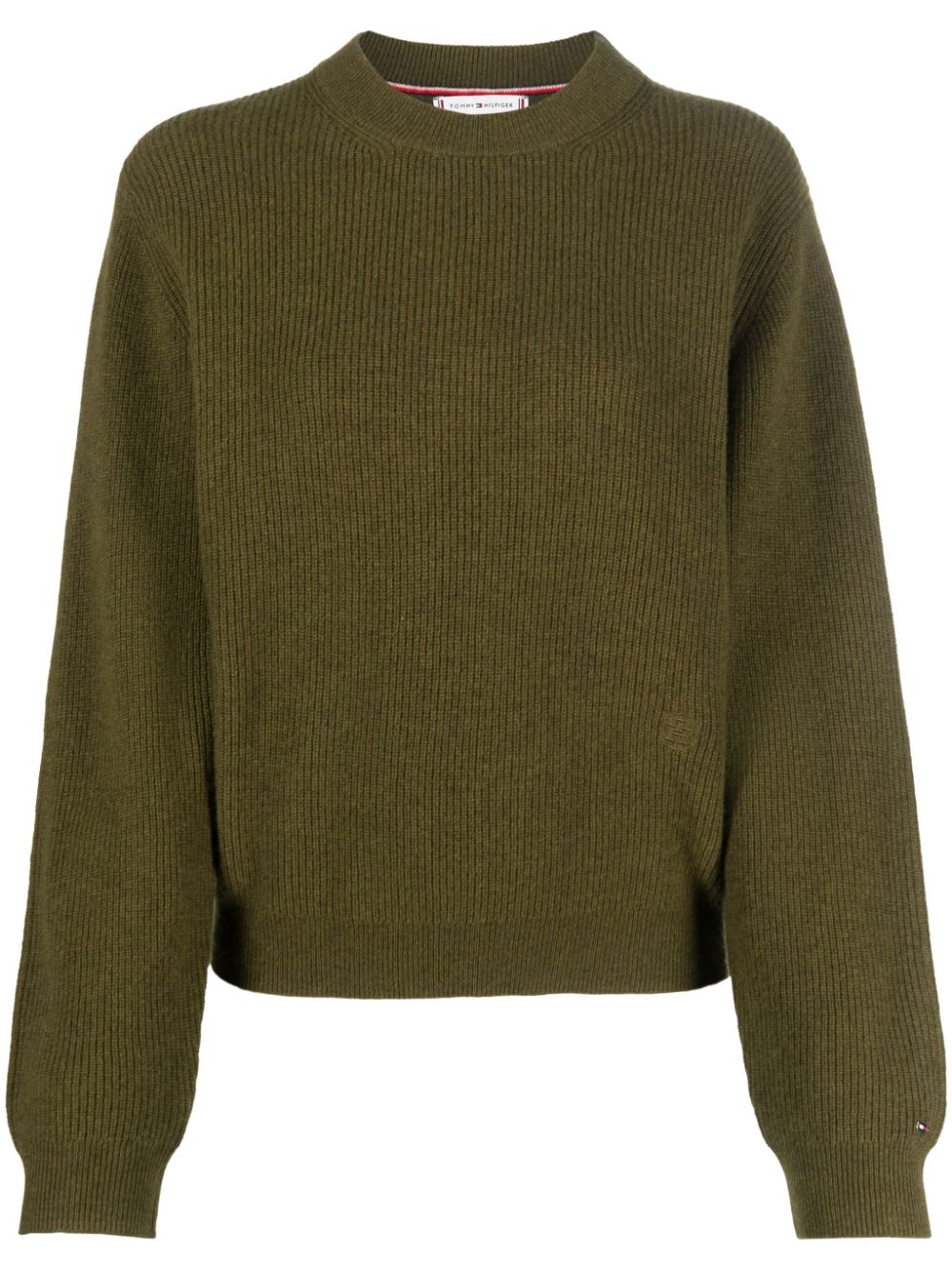 Logo-embroidered ribbed jumper - Brown