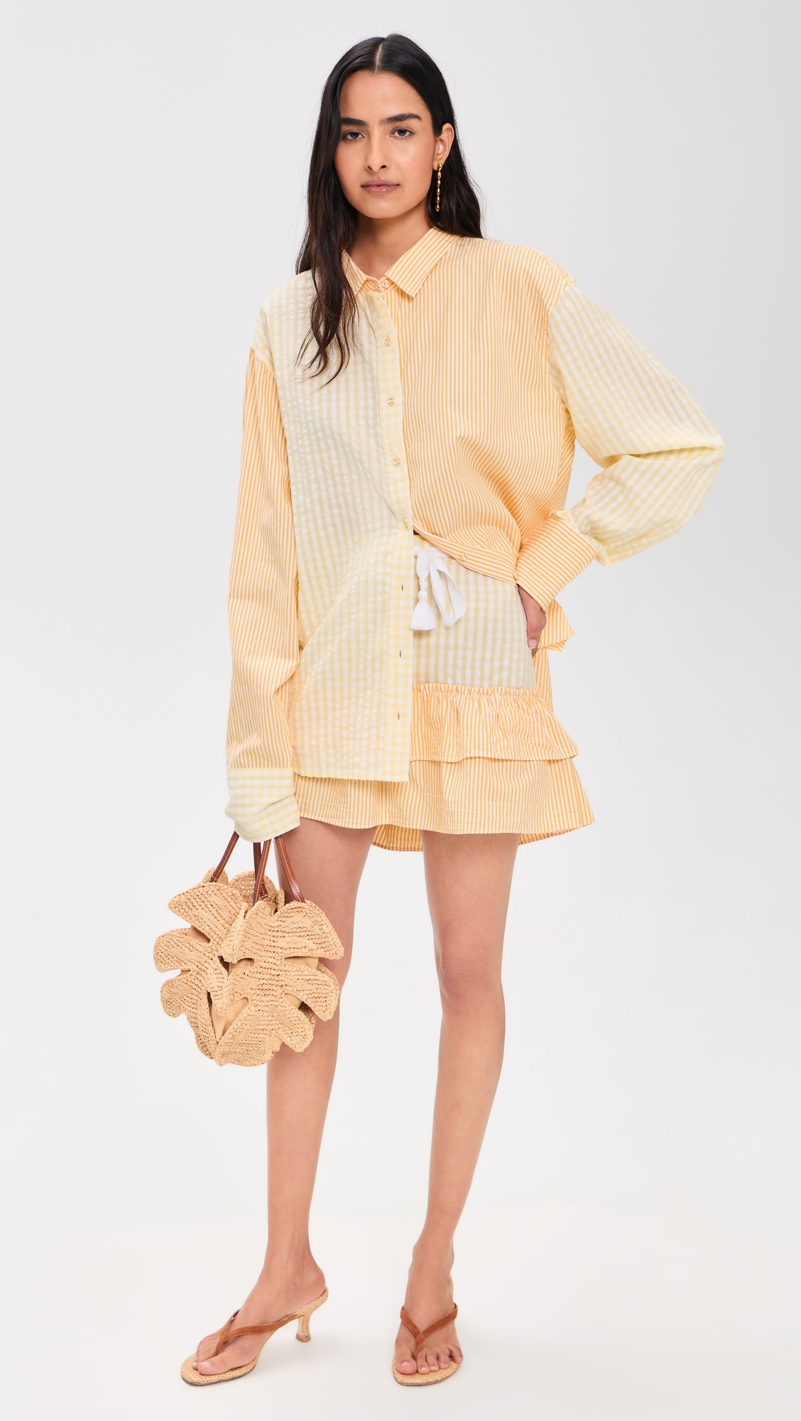 Cinch Back Miniskirt Daffodil Combo Stripe One Size
