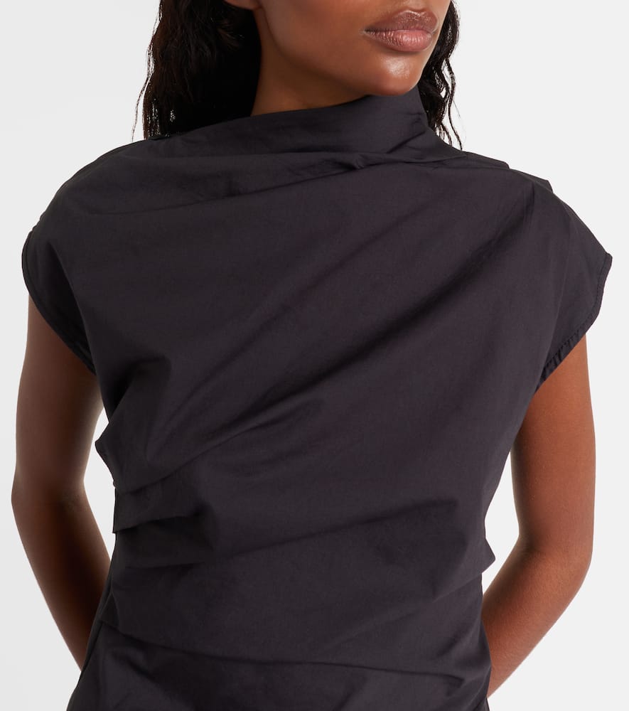 Ruched cotton-blend top