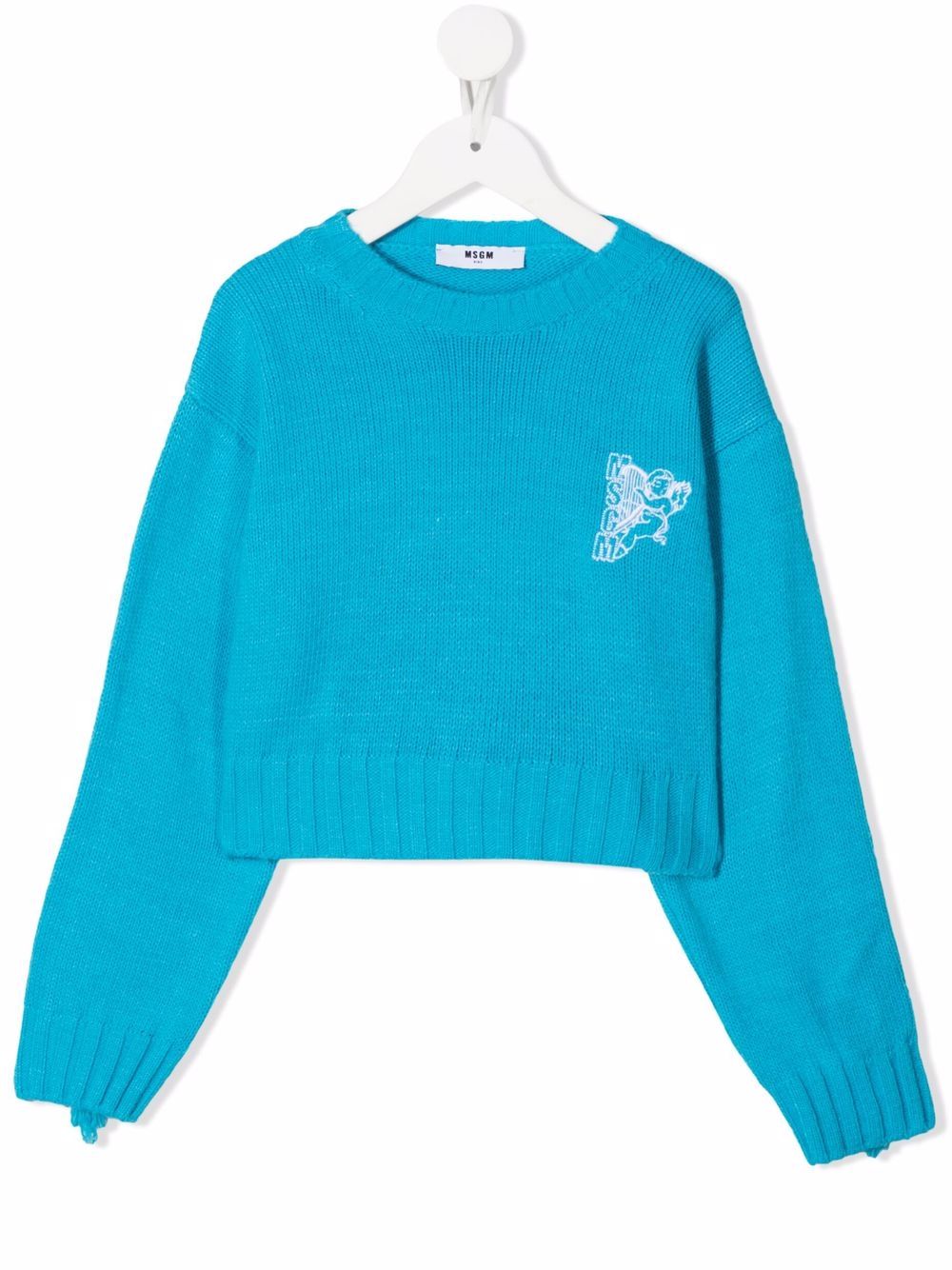 Embroidered-logo knitted sweater - Blue