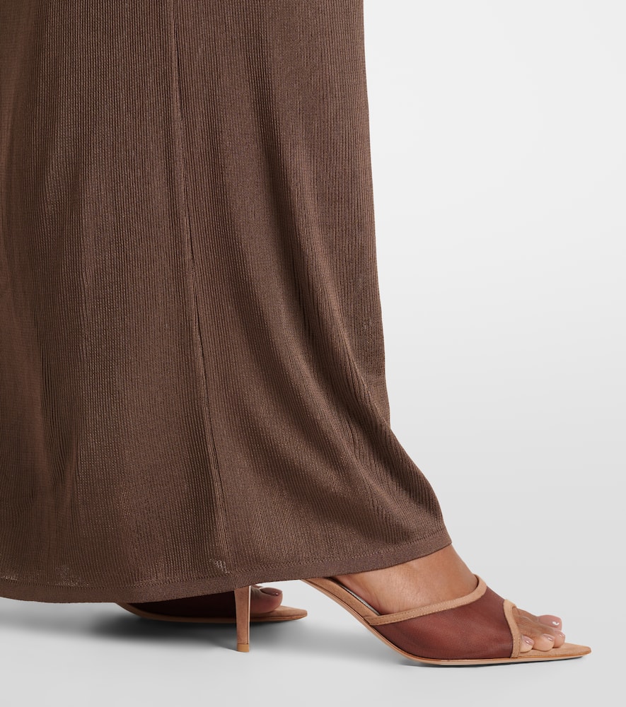 Sienna 70 suede-trimmed mesh mules