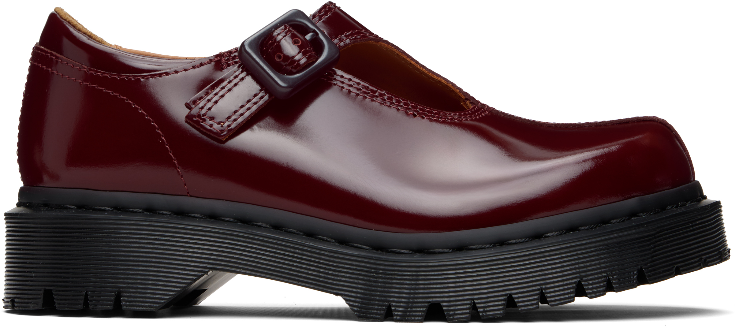 Burgundy Rejena Mary Jane Laquered Leather Loafers