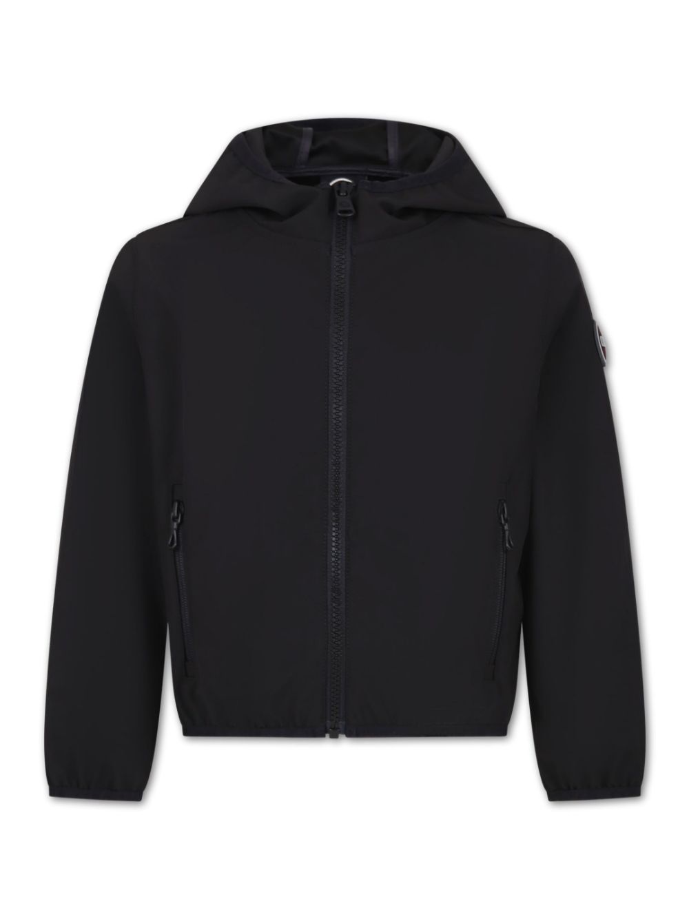 Logo-appliqué hooded jacket - Black