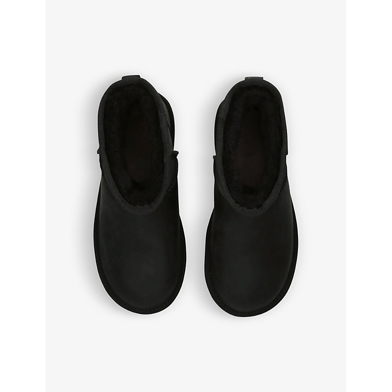 Womens Black Classic Mini Suede and Shearling Ankle Boots