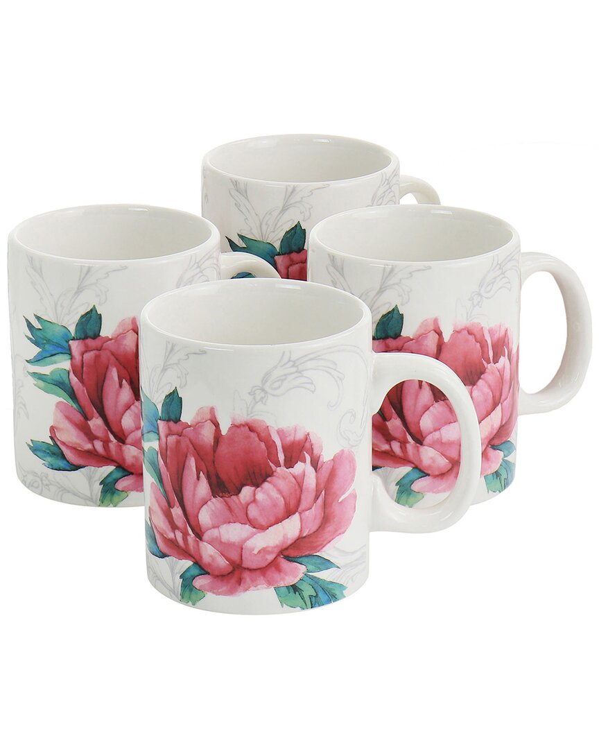 Everyday Peony 4Pc Fine Ceramic Mug Set