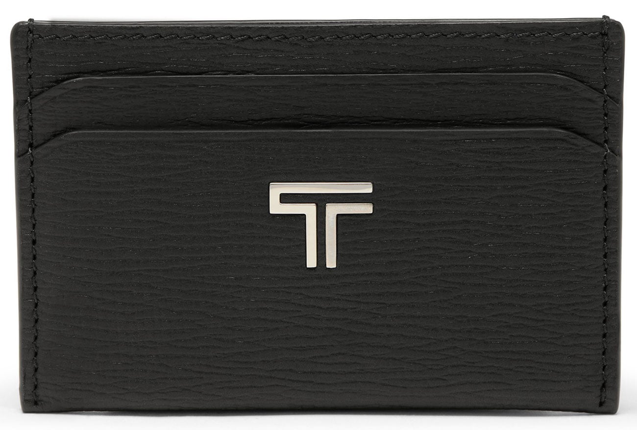 Turin Slim Card Case in Black Pebbled