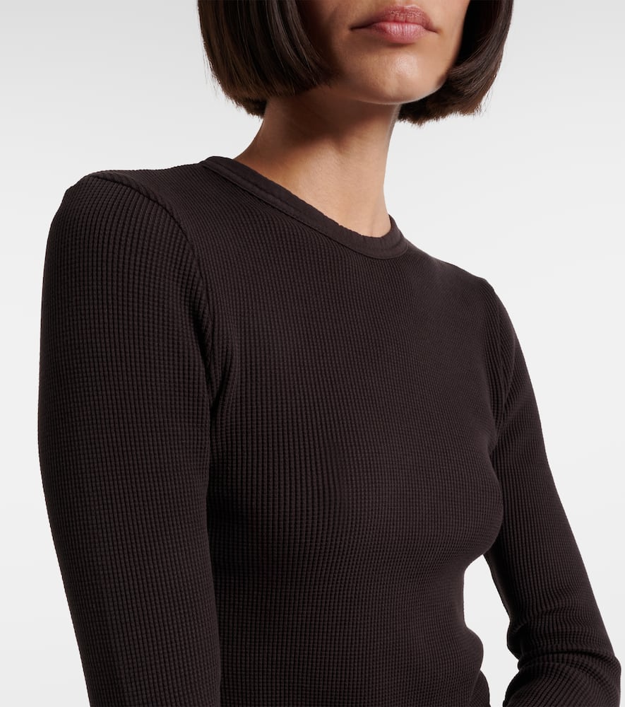Pilar waffle-knit cropped cotton top