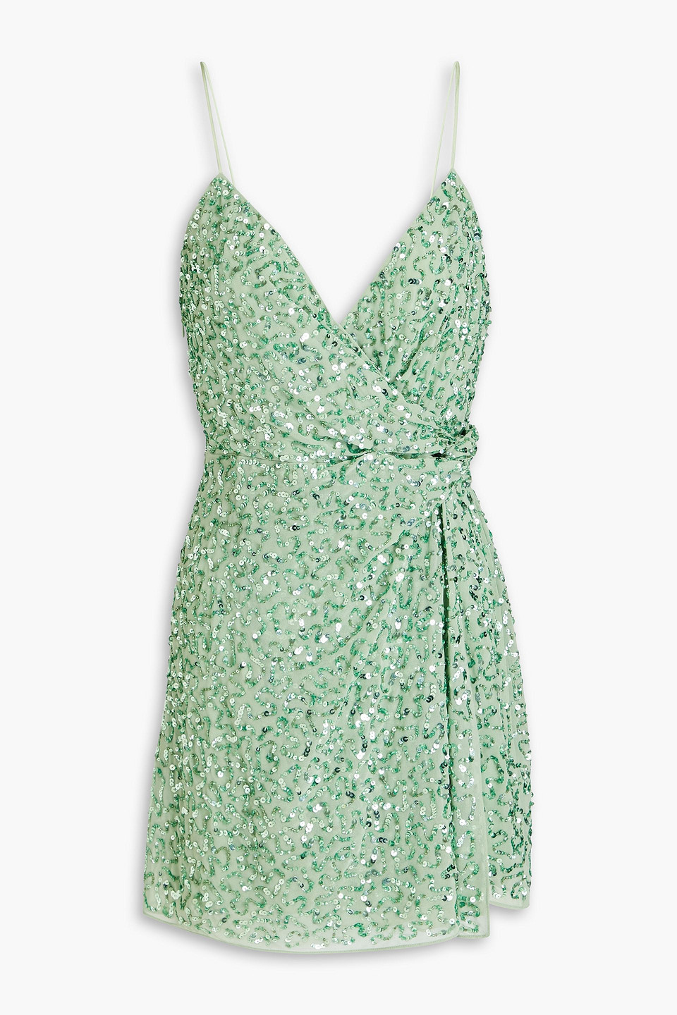 Alice Olivia - Celestine wrap-effect embellished chiffon mini dress