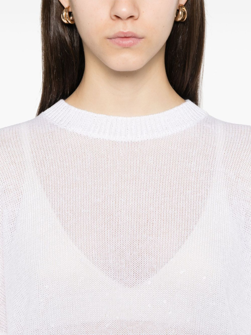 Sequin-embellished sweater - White
