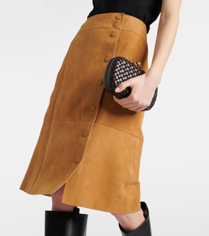 High-rise leather midi skirt
